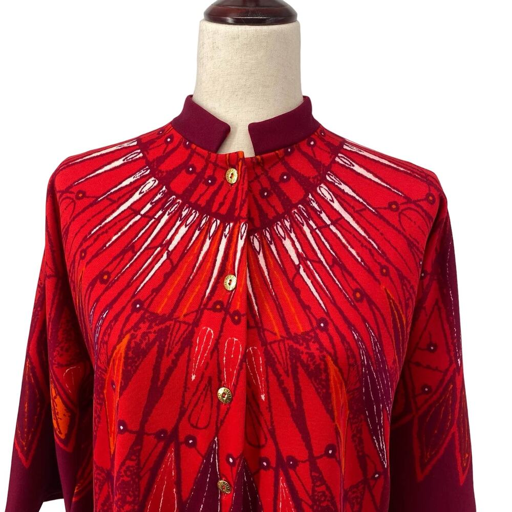 Vintage Maud Fudin Fredholm Boutique‎ Sweden Button Front Bat Wing Jacket M Red